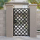 Metal laser cut pedestrian garden gate featuring full coverage overlapping circle lattice and flower of life pattern