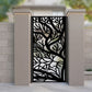 Matte Black metal laser cut pedestrian garden gate featuring modern organic tree branch and root silhouette pattern