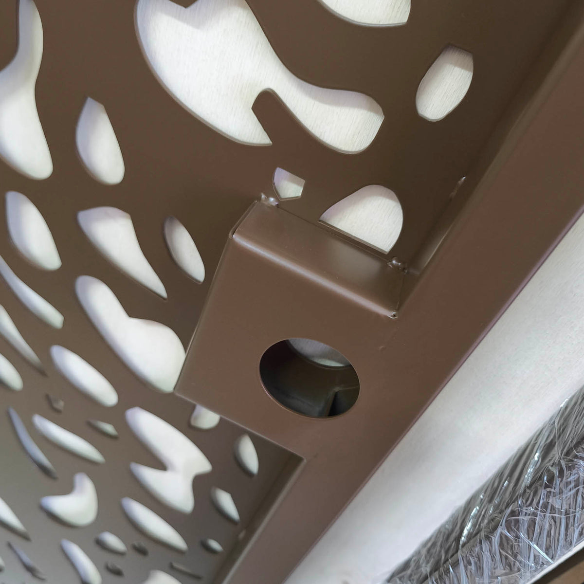 Matte brown metal garden gate, balcony railing panel 