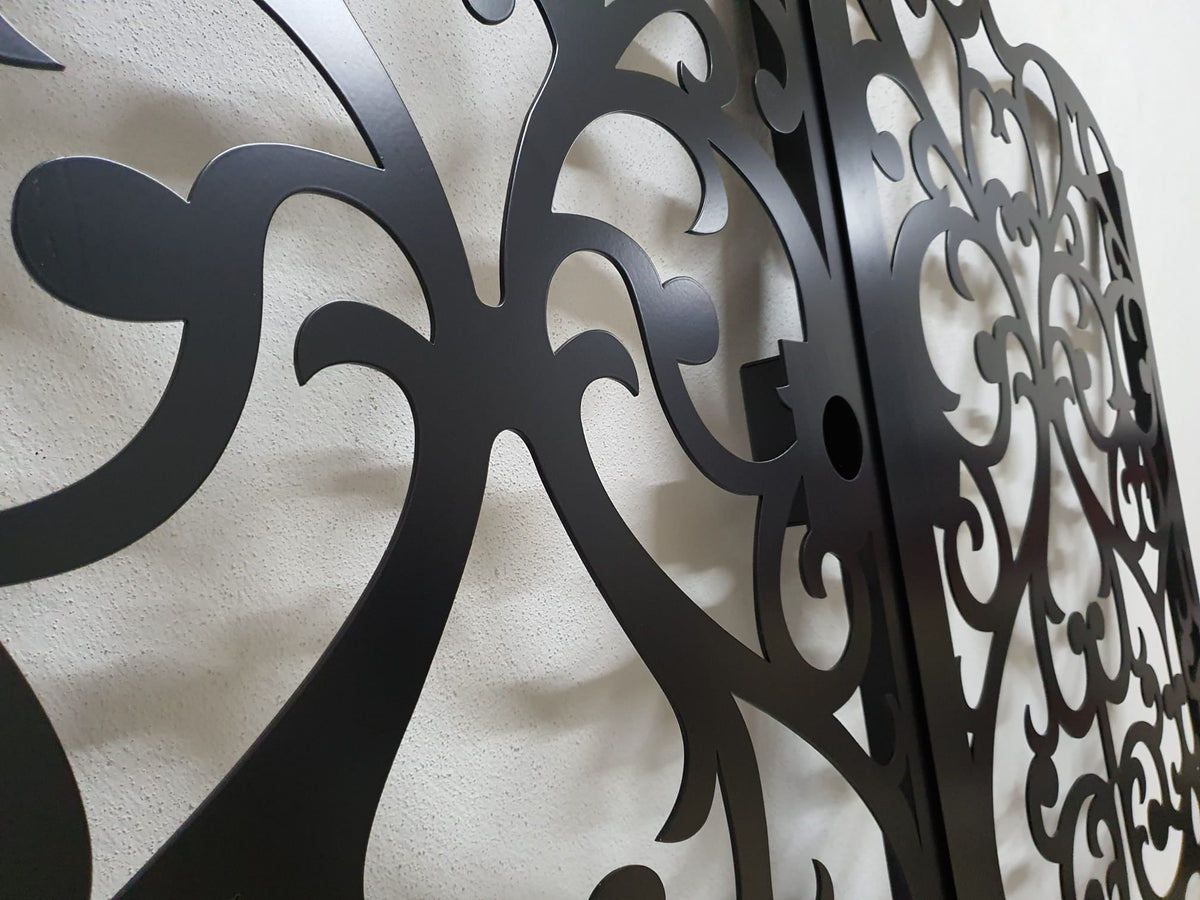 Black laser cut driveway gate 
