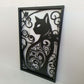 Laser cut metal pedestrian gate featuring ornate cat silhouette pattern