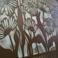 Matte brown powder coated laser cut metal pedestrian garden gate with arched top frame