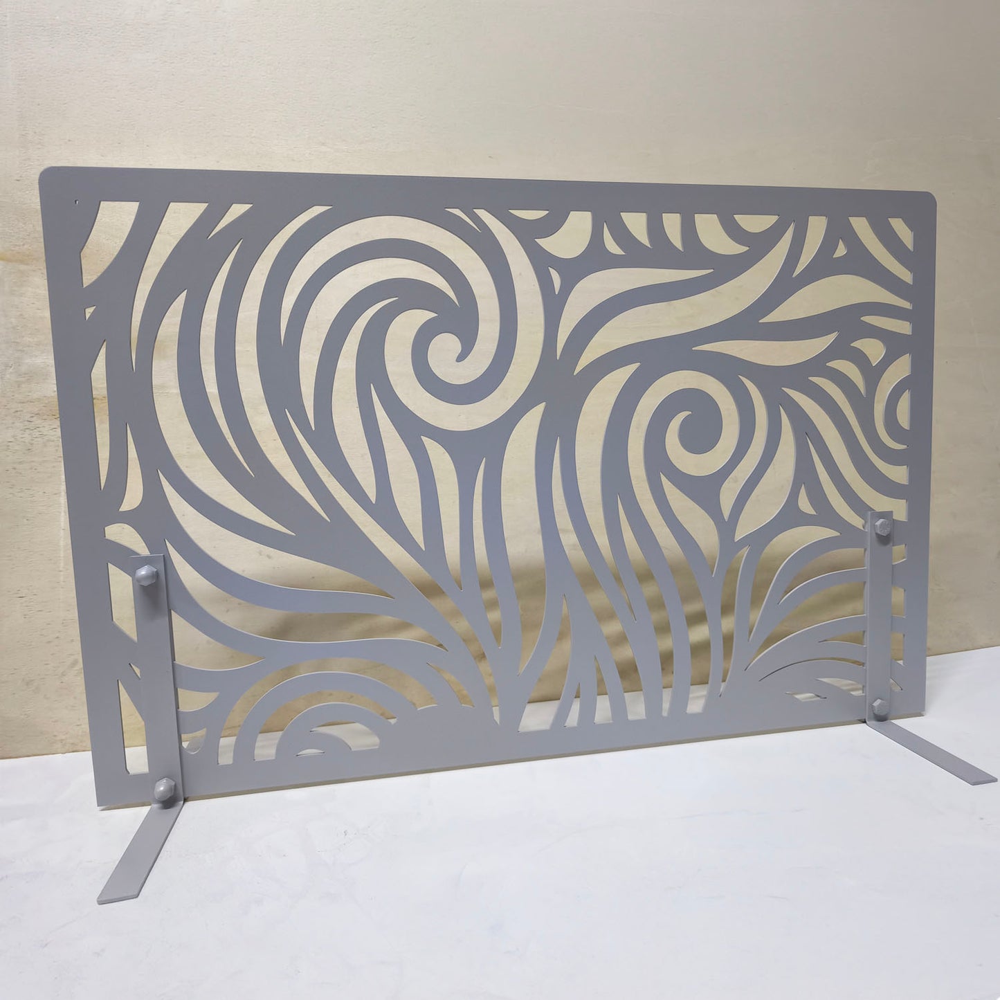 Starry Night Laser Cut Fireplace Screen | Custom Size Metal Spark Guard with Feet | F2