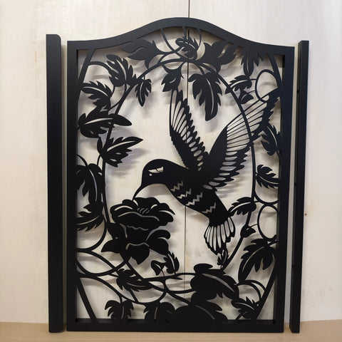 Custom Gate | Metal Garden Gate | Metal Art Accent | Pedestrian Walk Thru Entry | Outdoor, Artistic & Unique Design,Hummingbird design gate | Garden Gate