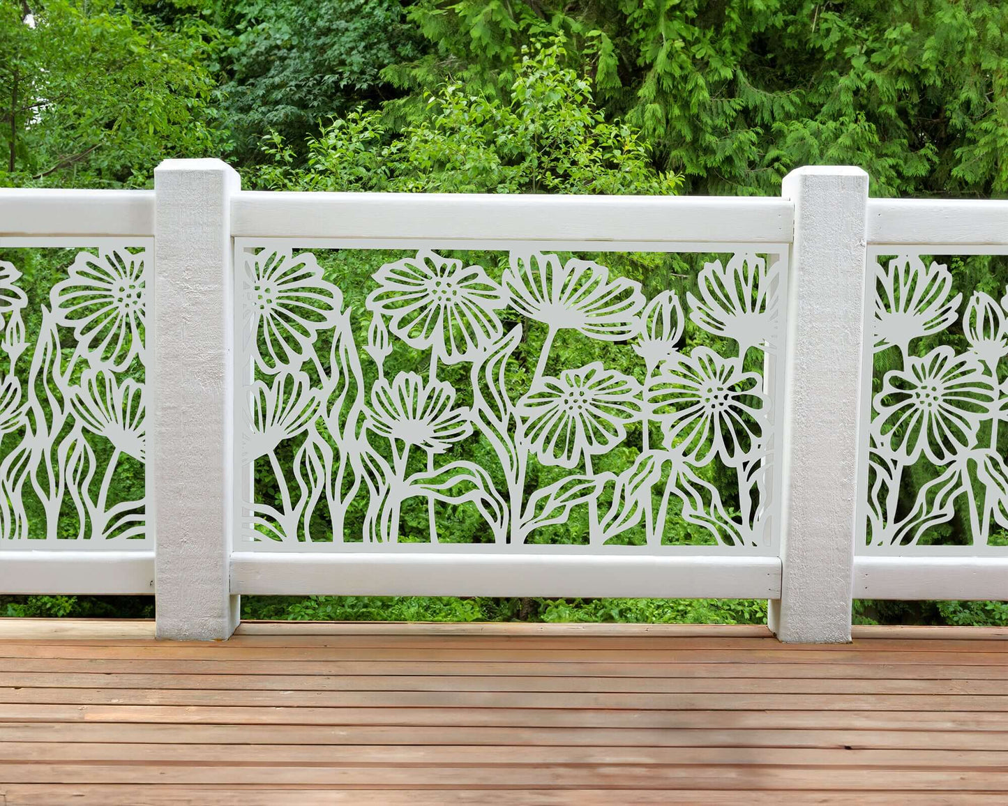 Custom privacy | Interior panel | Fence Panel | Laser Cut | Balcony Railing | Metal Railing Panel | Metal Privacy Screen | Flower Pattern, daisy pattern,