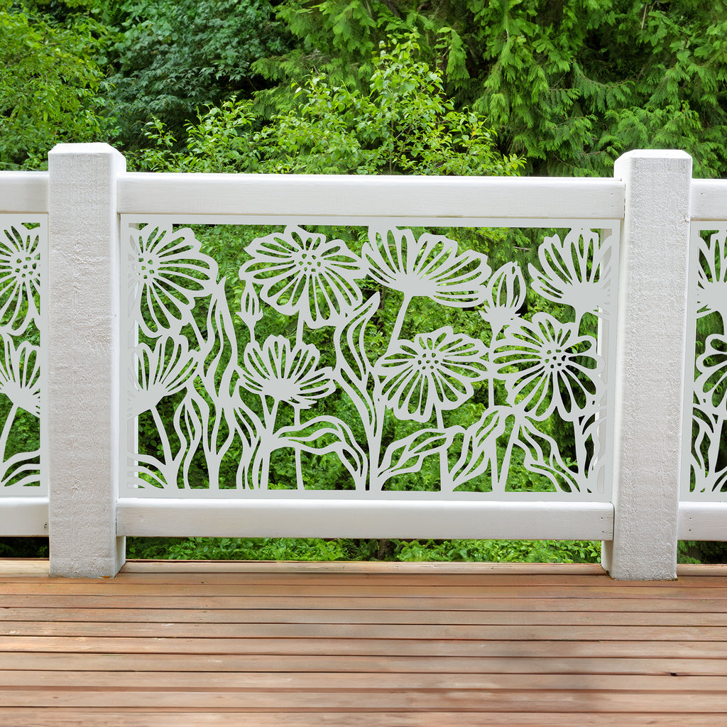 Custom privacy | Interior panel | Fence Panel | Laser Cut | Balcony Railing | Metal Railing Panel | Metal Privacy Screen | Flower Pattern, daisy pattern,
