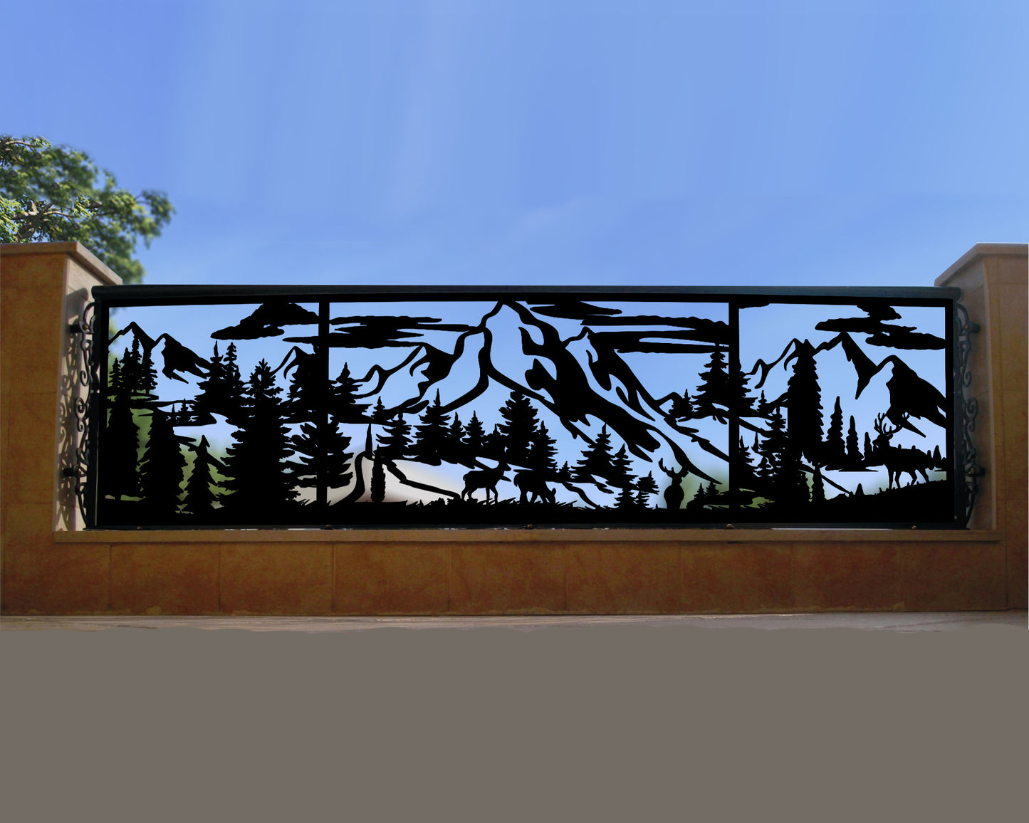 Custom privacy | Interior panel | Fence Panel | Laser Cut | Balcony Railing | Metal Railing Panel | Metal Privacy Screen, Mountain