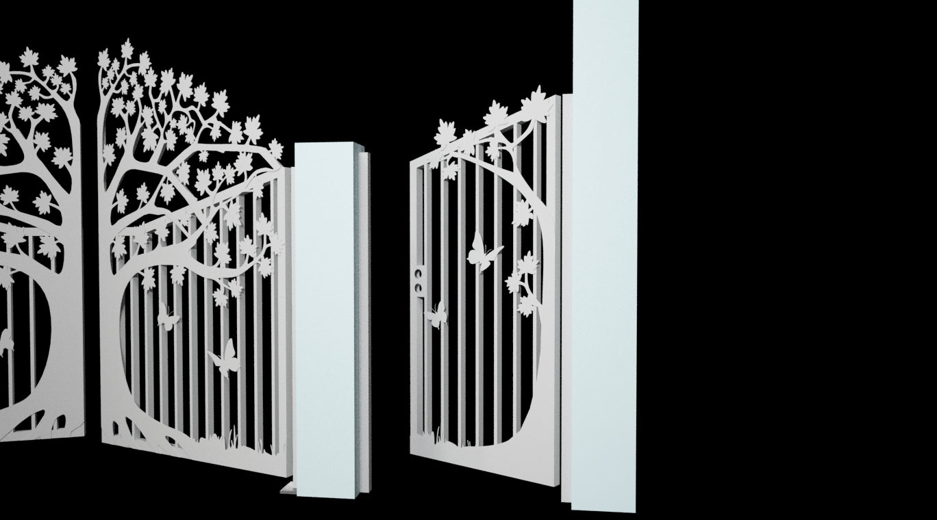 Custom Gate, Metal Garden Gate, Metal Art Accent, Pedestrian Walk Thru Entry, Outdoor, Drive way Gate, Tree Design 10ftx8ft