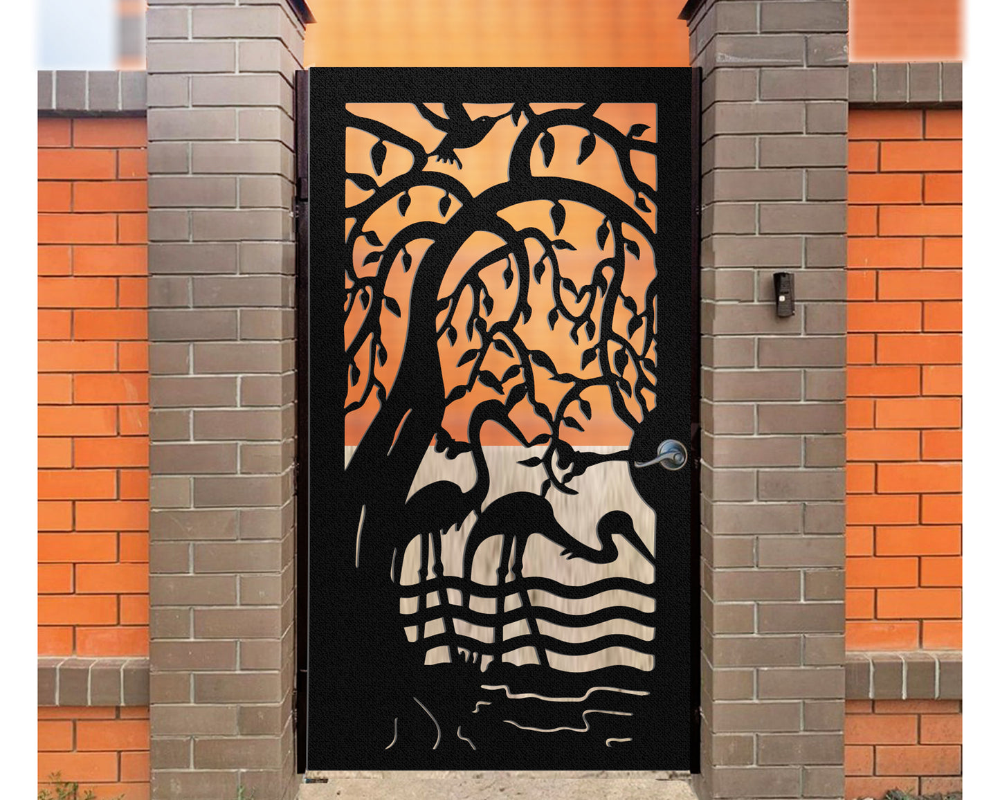 Custom Gate | Metal Garden Gate | Metal Art Accent | Pedestrian Walk Thru Entry | Outdoor | Indoor | Garden Gate | Modern Gate stork gate