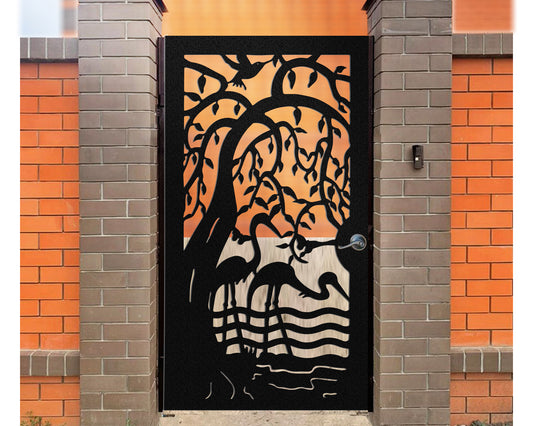 Custom Gate | Metal Garden Gate | Metal Art Accent | Pedestrian Walk Thru Entry | Outdoor | Indoor | Garden Gate | Modern Gate stork gate